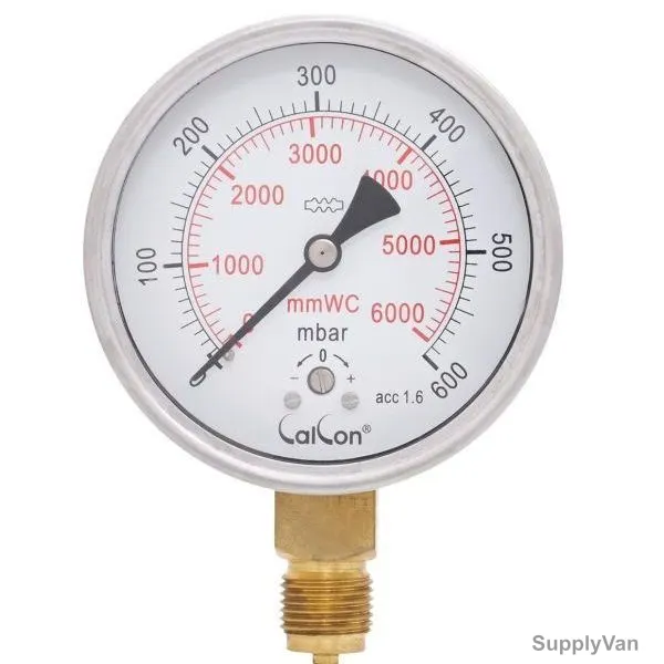Calcon Capsule Pressure Gauge, CC98A, 100MM, 1/2 Inch, BSP, 0-600 Mbar