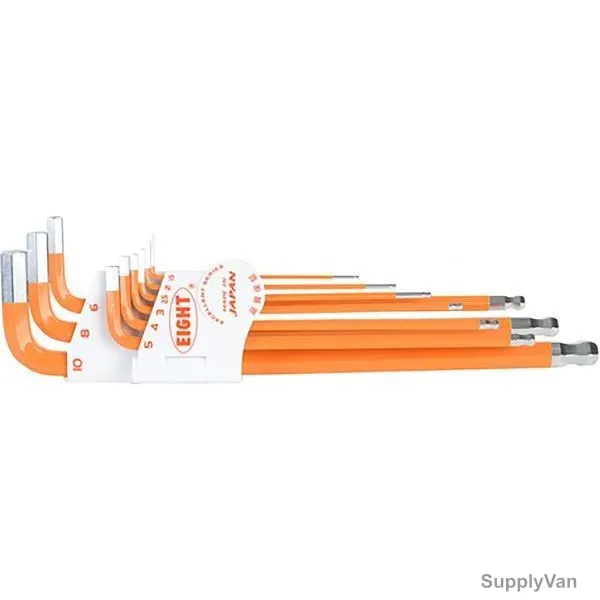 Eight Extra Long Taper Head Hex Key Wrench Set, TLC-S9NOR, 9PCS