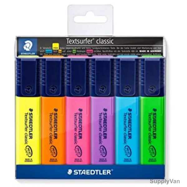 Staedtler Textsurfer Classic Highlighter, ST-364-WP06, 1.0-5.0MM Tip Size, Assorted Colors, 6 Pcs/Set