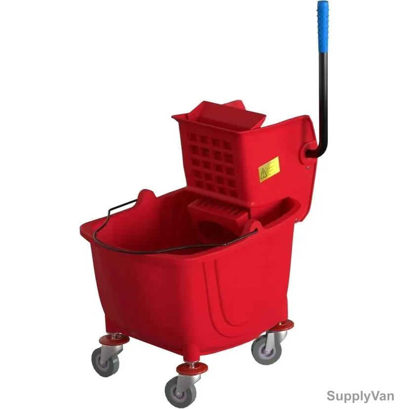 Swish Commercial Cleaning Mop Bucket Trolley With Wheels and Deluxe Wringer, Plastic, 32 Ltrs, Red — image 1