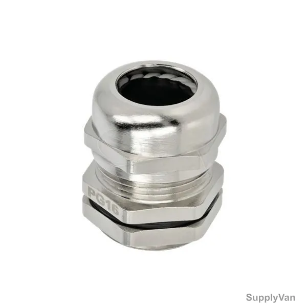 Metal Gland, PG-16, 10-14MM Cable Size, Silver, 100 Pcs/Pack