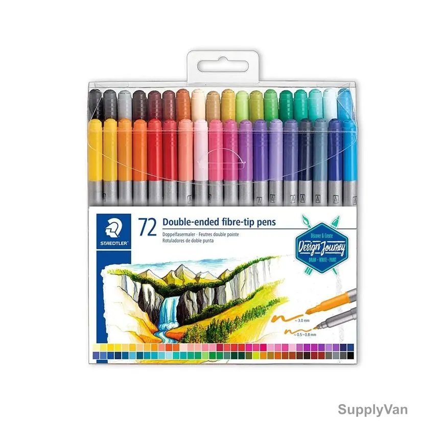 Staedtler Double End Fabric Pen Set, ST-3200-TB72, Assorted Colors, 72 Pcs/Set