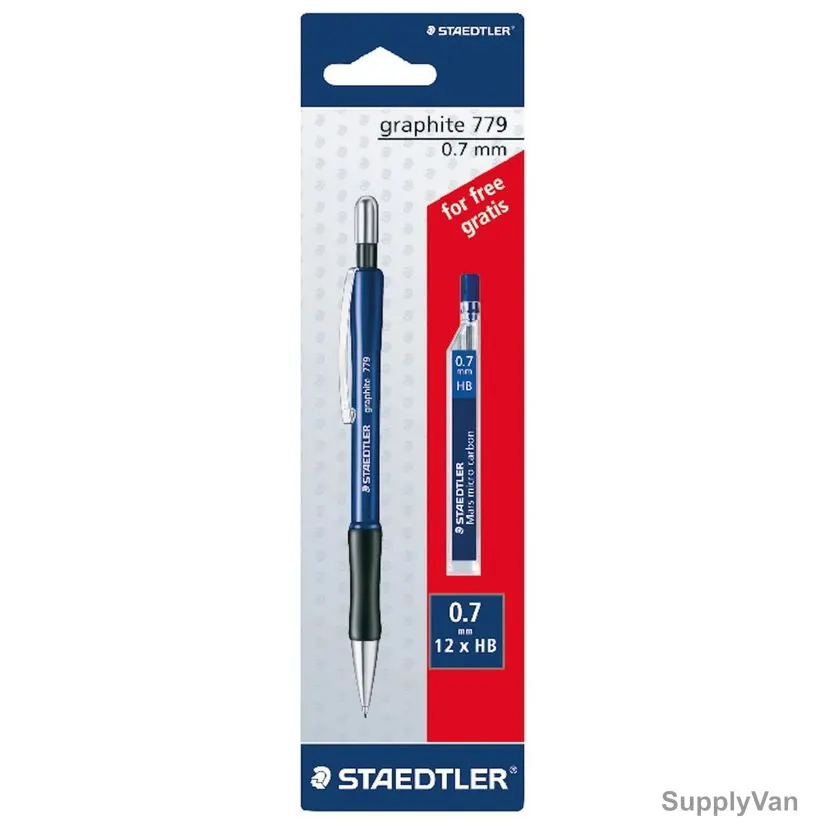 Staedtler Graphite Mechanical Pencil With Lead, ST-775-7ABK25D, 0.7MM Tip Size, Blue, 13 Pcs/Set
