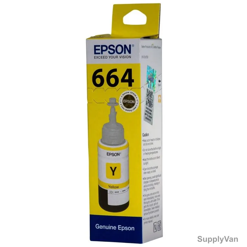 Epson Ink Bottle, T6644, 664, Yellow, 70ML
