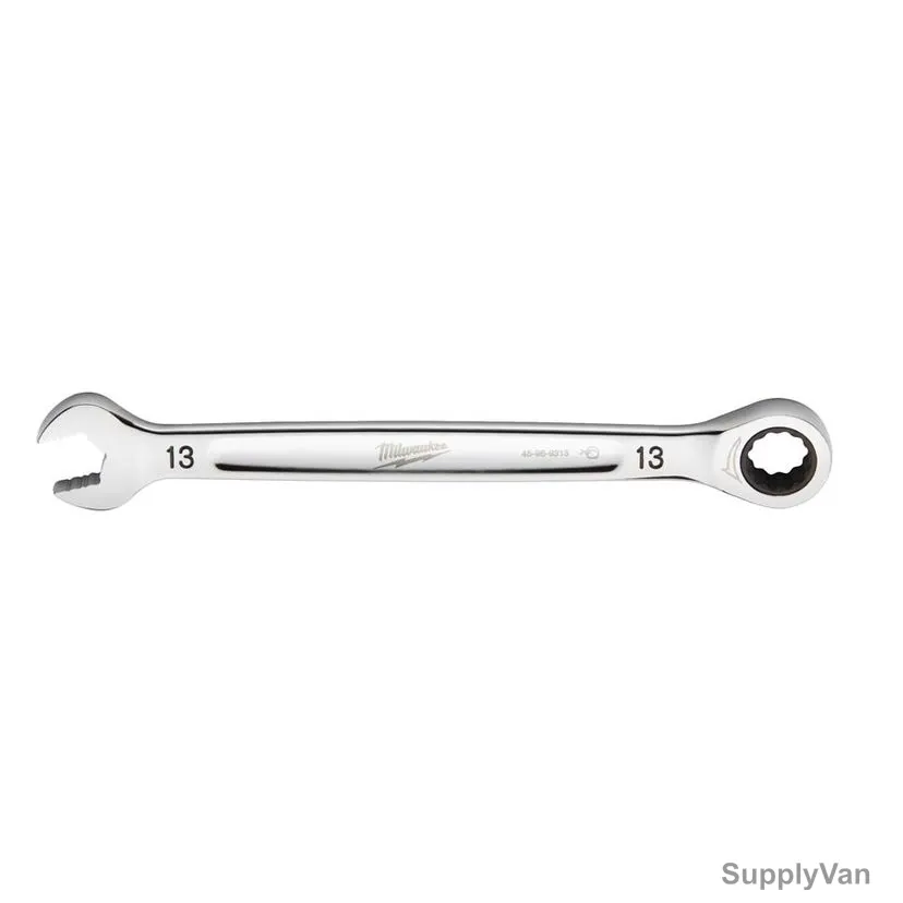 Milwaukee Ratcheting Combination Wrench, 4932471506, MaxBite, Chrome Plated, 13MM