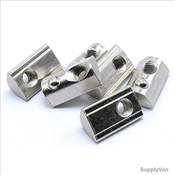 Extrusion Half Round Spring T-Nut, 30 Series, Steel, M5, PK50
