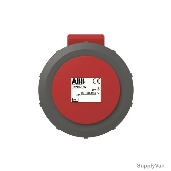 ABB Pin and Sleeve Connector, 332BRA6W, 4 Pole, 32A, Red and Grey — image 1