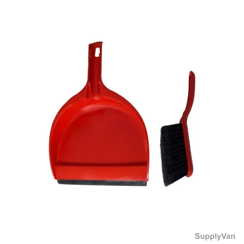 Akc Dustpan and Brush Set, DP05R, Plastic/Rubber, Red
