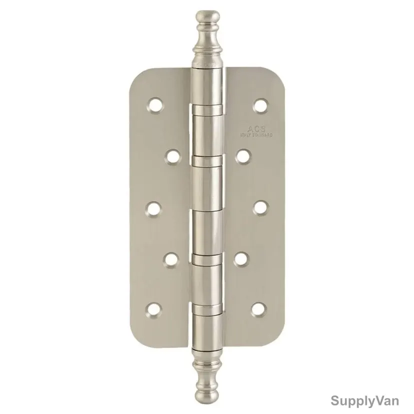 ACS Round Edge 4 Bearing Hinge, 6-53-54-SN-CHP, Brass, Silver