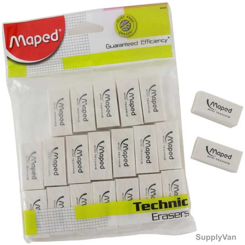 Maped Mini Technic Eraser Set, MDP-VP-083, White, 21 Pcs/Set