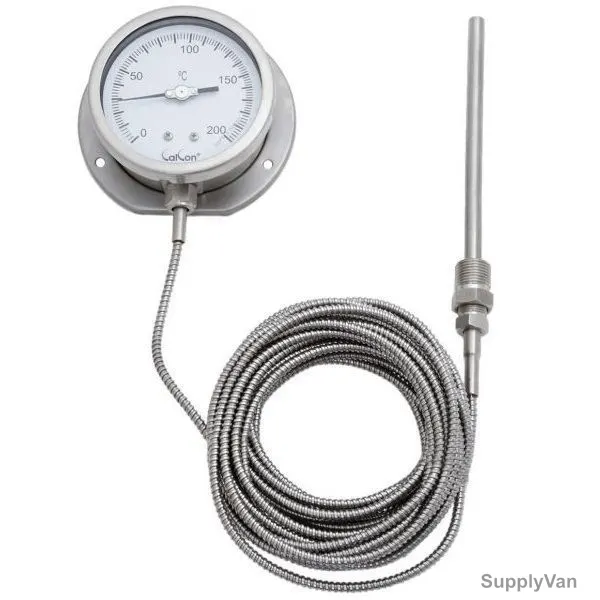 Calcon Gas Filled Capillary Type Thermometer, TG18C, 100MMx10 Mtrs, 0-200 Deg. C