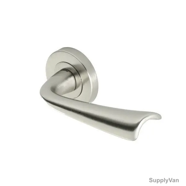 Doganlar Door Handle, Star, Brass, Satin Nickel
