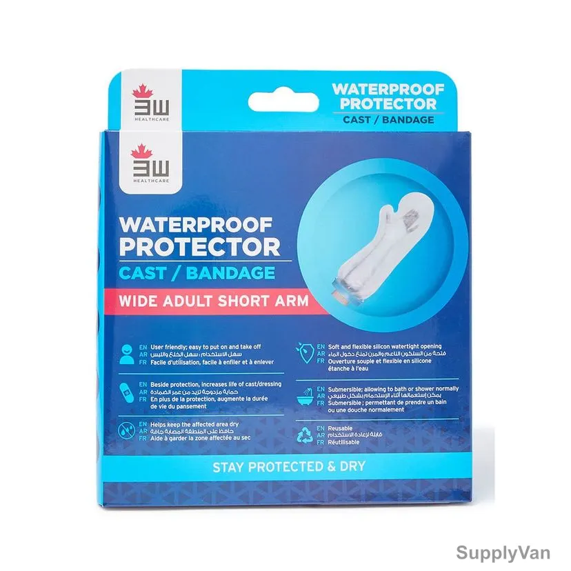 3W Wide Adult Short Arm Waterproof Bandage Protector, 3W-2110, 23.5 x 20CM, Clear — image 1