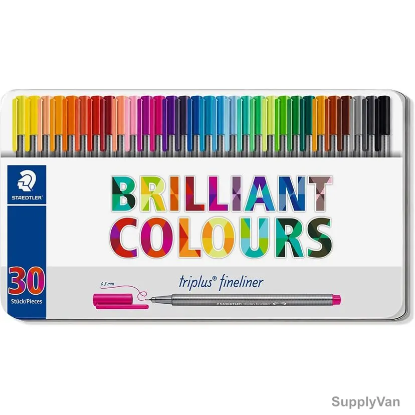 Staedtler Fineliner Pen Set, ST-334-M30, Triplus, 0.3MM Tip, Assorted Colors, 30 Pcs/Set — image 1