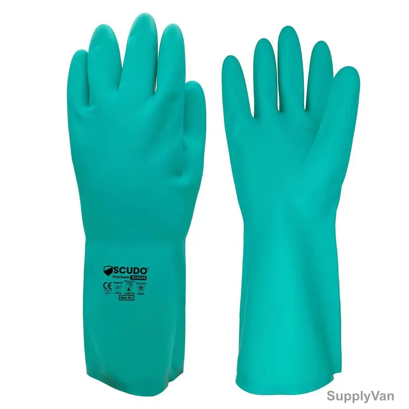 Scudo Nitrile Flock Chemical Gloves, SC-6045, ProChem, XL, Green — image 1