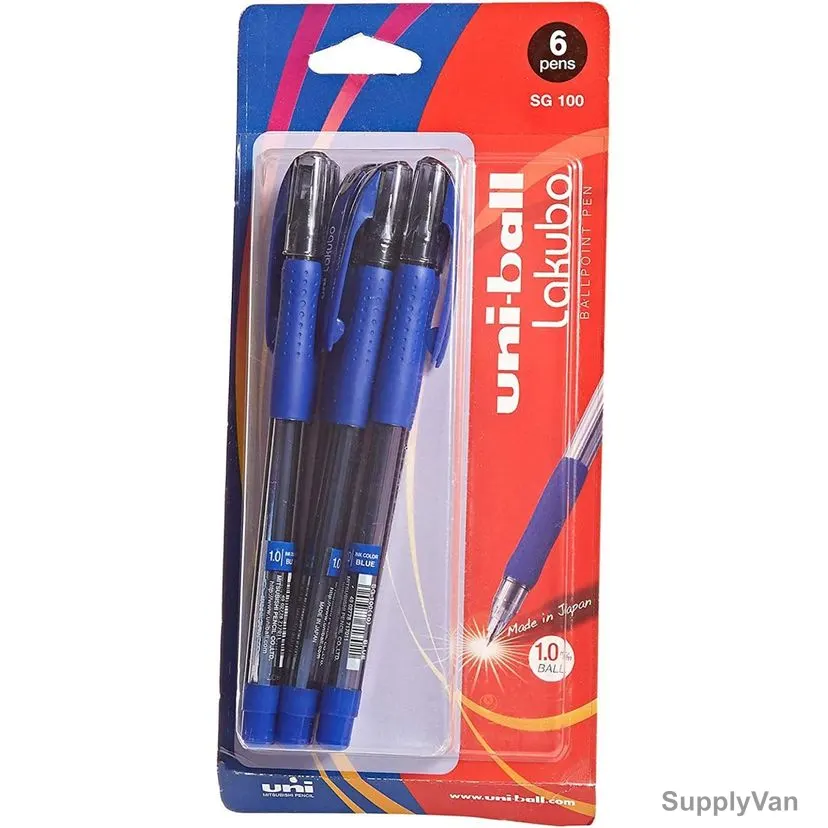 Uni-Ball Ball Point Pen, SG100M-06C, Lakubo, 1.0MM Tip, Assorted Colors, 6 Pcs/Set