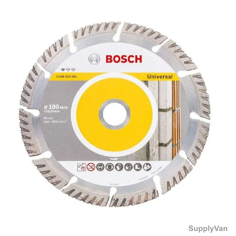 Bosch Universal Standard Diamond Cutting Disc, 2608615063, 2.4MM Cutting Width, 22.23MM Bore Dia x 180MM Dia