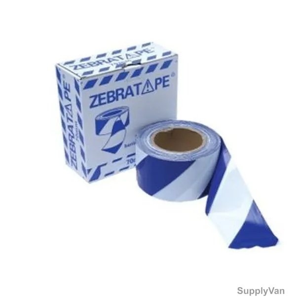 Road Warning Barricade Tape, TS-WT-0196, Zebra Tape, Blue and White, 250 Mtrs