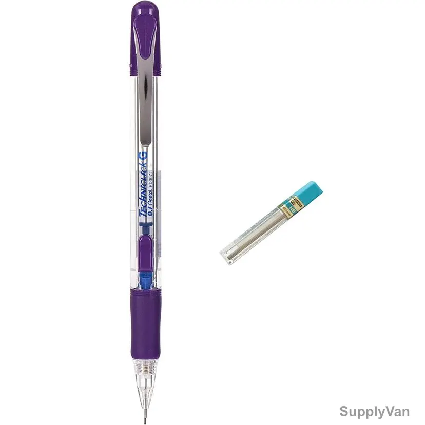 Pentel Mechanical Pencil With Lead, PEP-PACK-066, TechnicG, 0.7MM, Violet, 2 Pcs/Set
