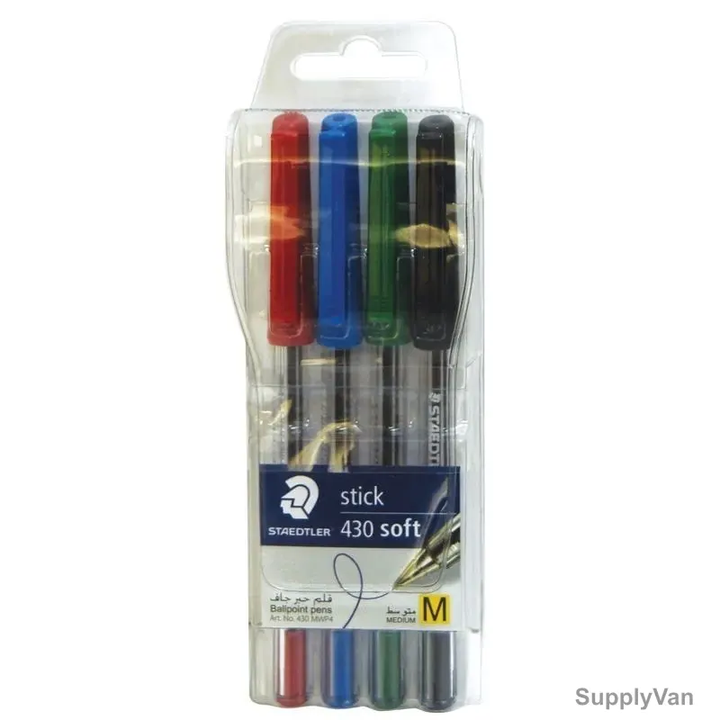 Staedtler Ball Point Pen Set, ST-430M-WP04T, 1.0MM Tip, Assorted Colors, 4 Pcs/Set