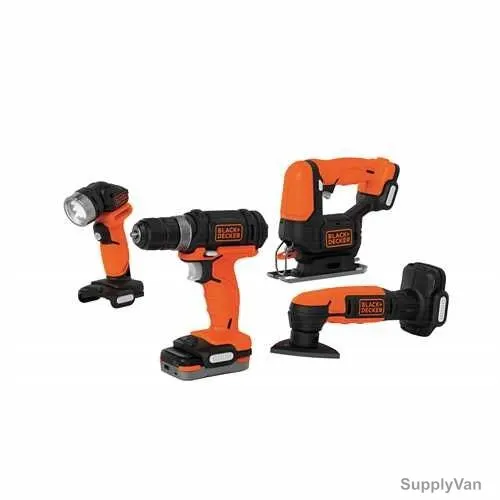 Black and Decker Drill Combo Kit, BDCK502C1-B5, Black and Orange, 4PCS, 550RPM