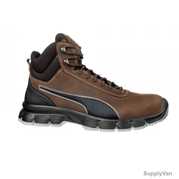 Puma Condor Mid S3L ESD Safety Shoes, 630122, Nubuck Leather, Steel Toe, Size45, Brown — image 1