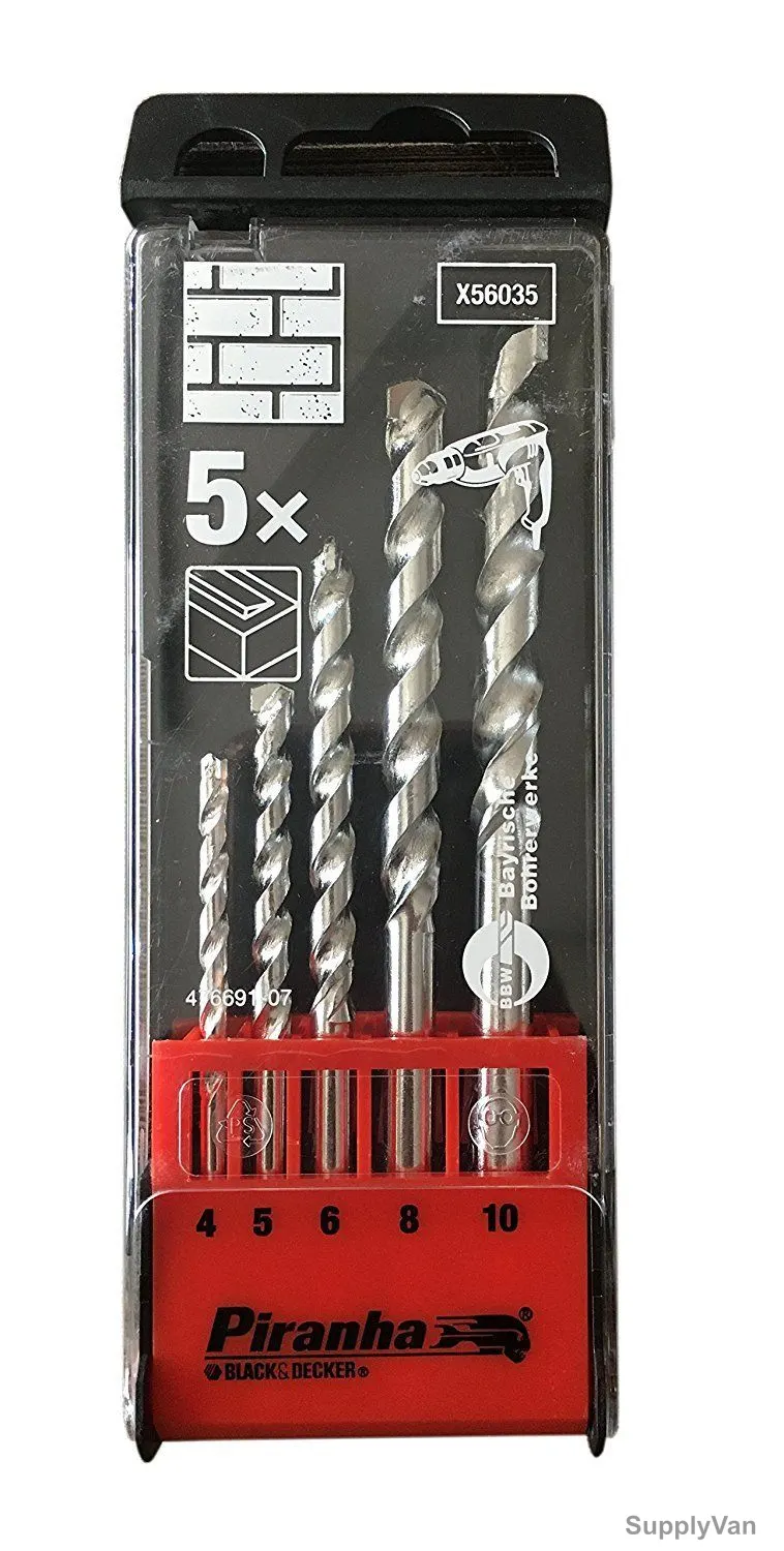 Black and Decker High Performance Masonry Drill Bit Set, X56035, 5Pcs