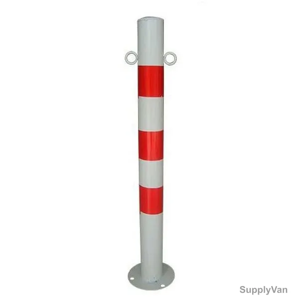 Road Traffic Warning Bollard Post, Metal, 75CM Height, Red/White