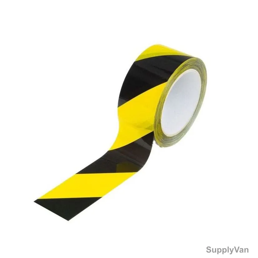 Warrior Floor Marking Tape, 50MM Width x 33 Mtrs Length, Black/Yellow