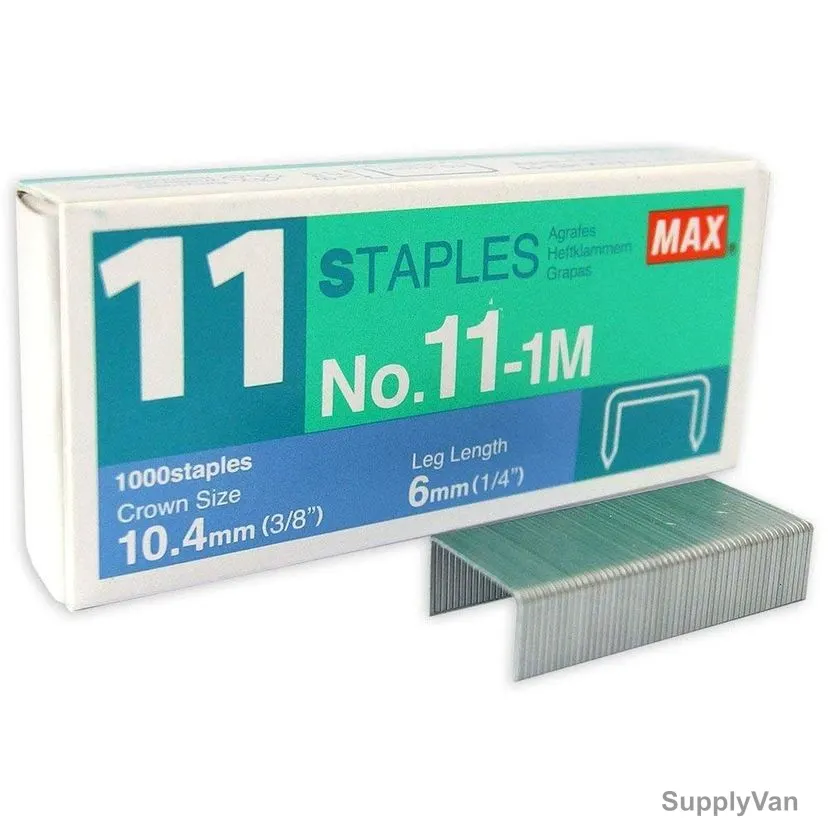 Max Stapler Pin, No. 11-1M, Stainless Steel, 10.4MM Width x 6MM Length, 10 Packs/Box — image 1