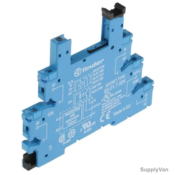 Finder Relay Socket, 93-01-7-024, 5 Pins, 24VDC, 6A