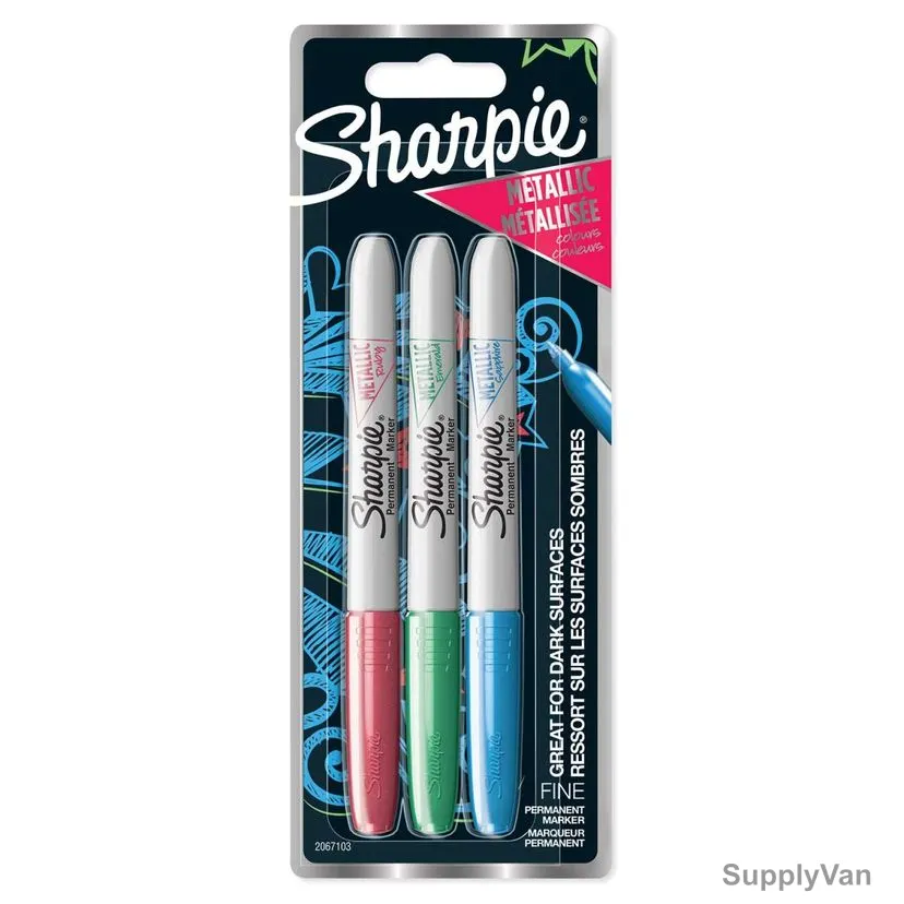 Sharpie Metallic Permanent Marker, SP-2067103, 0.9MM Tip Size, Assorted Colors, 3 Pcs/Set — image 1