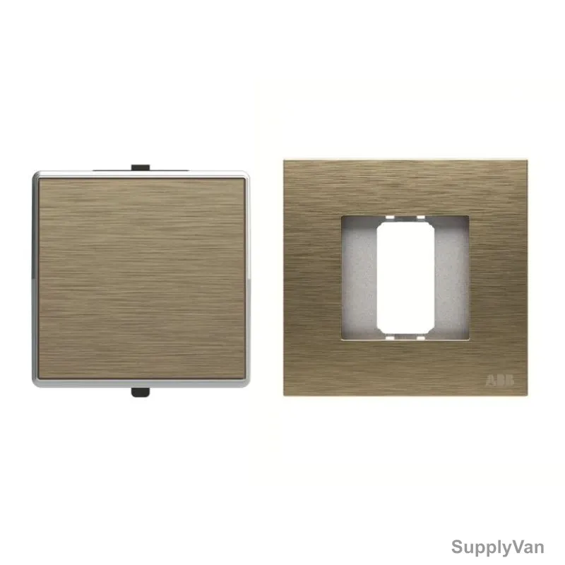 ABB Electrical Switch With Rocker Frame, AMD10544-AG+AMD5044-AG, Millenium, 1 Gang, 2 Way, 10A, Antique Gold — image 1