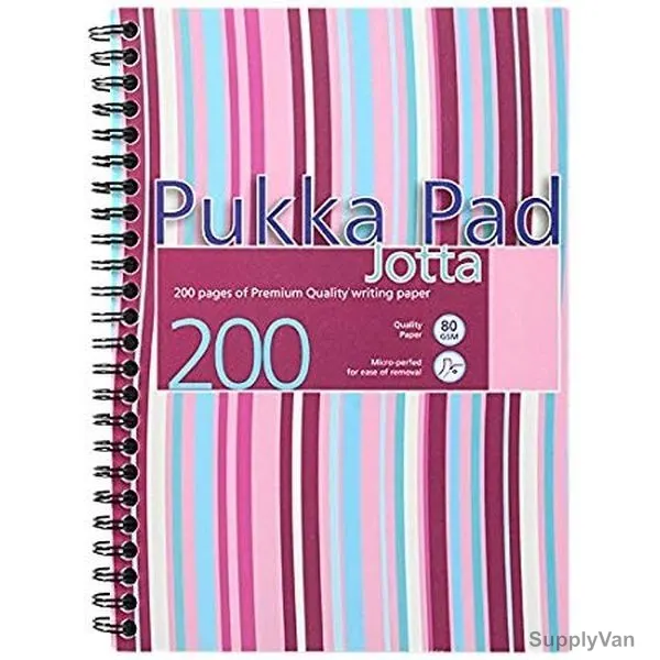Pukka Wiro A6 Stripes Jotta Pad, JP036PK, A6, 80 gsm, 200 Pages, Pink