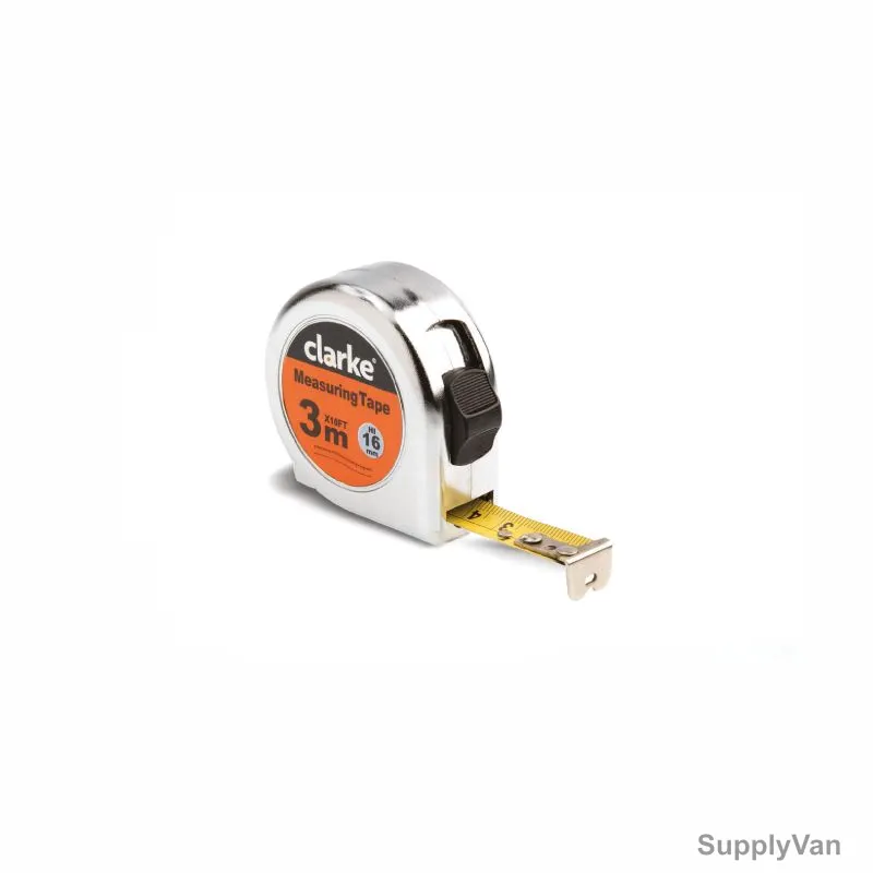 Clarke Measuring Tape, MT3SBC, Steel, 3 Mtrs