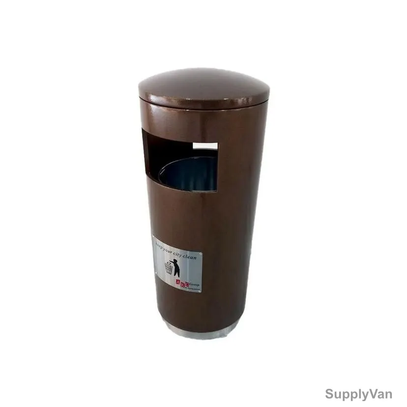 Akc Outdoor Open Top Garbage Bin, RB21, Metal, 60 Ltrs, Brown