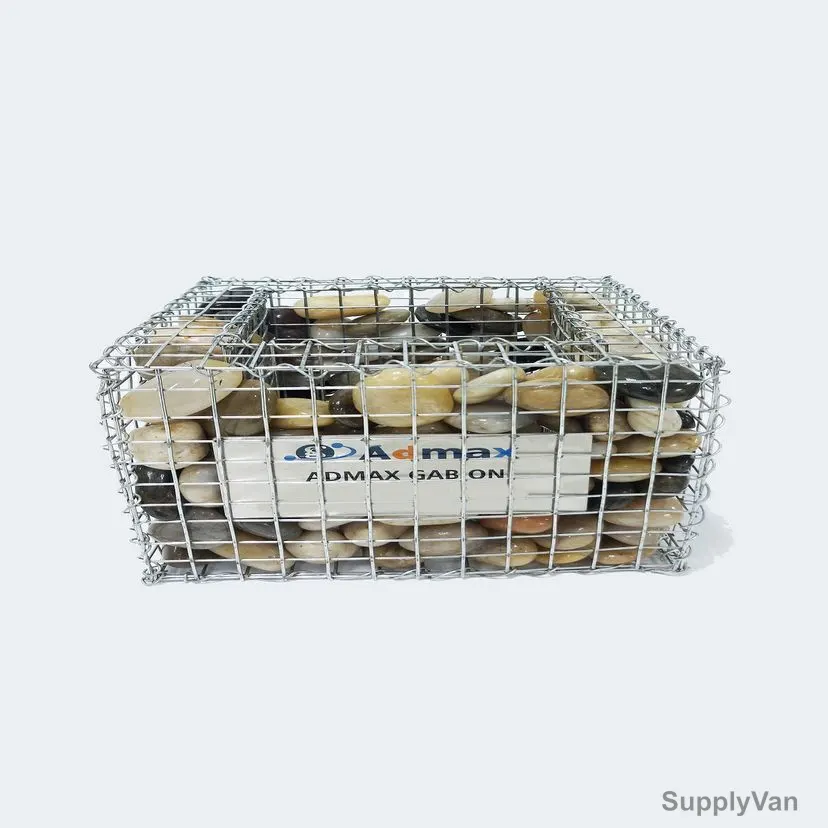 Admax Decorative Mini Gabion Basket With Shiny Pebble, 150MM Length x 125MM Width