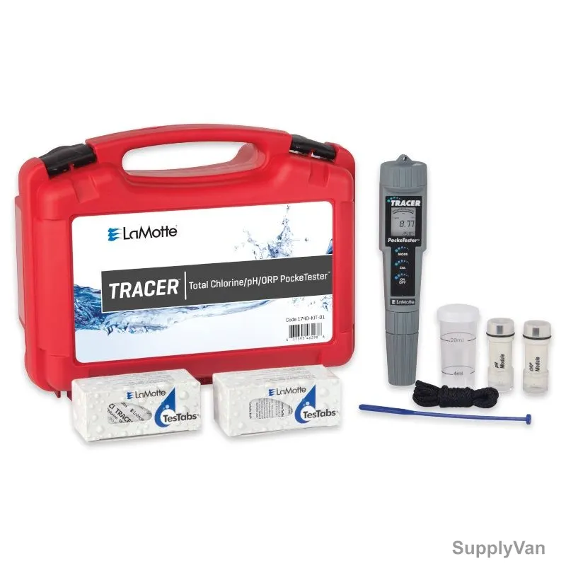 Lamotte Total Chlorine/pH/ORP Tracer PockeTester Kit, 1740-KIT-01, LCD, 0.01 to 10.00 ppm, 0.00 to 14 pH, 0 to 65 Deg.C