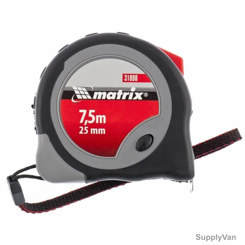 Mtx Continuous Fixation Measuring Tape With Rubber Coated Body, 310909, Steel, 7.5 Mtrs x 25MM