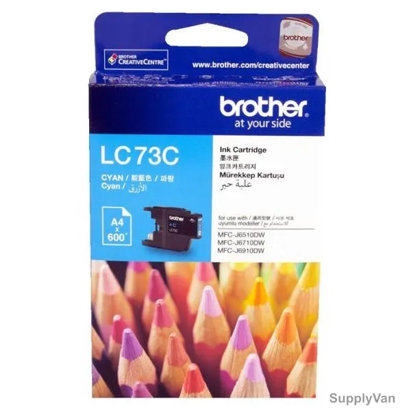 Brother Ink Cartridge, LC73C, 600 Pages, Cyan