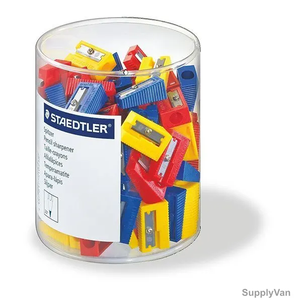 Staedtler Plastic Pencil Sharpener, ST-510-50KP100, 1 Hole, Assorted Colors, 100 Pcs/Set