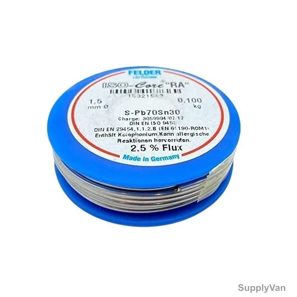 Felder Soft Soldering Wire, 18321510, Iso-Core RA, 1.5MM Dia, 100GM