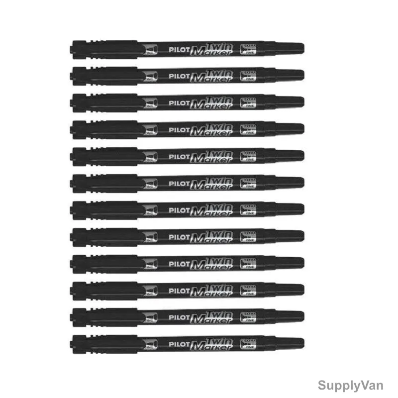 Pilot Twin Marker, SCATM-B, Black, 12 Pcs/Pack