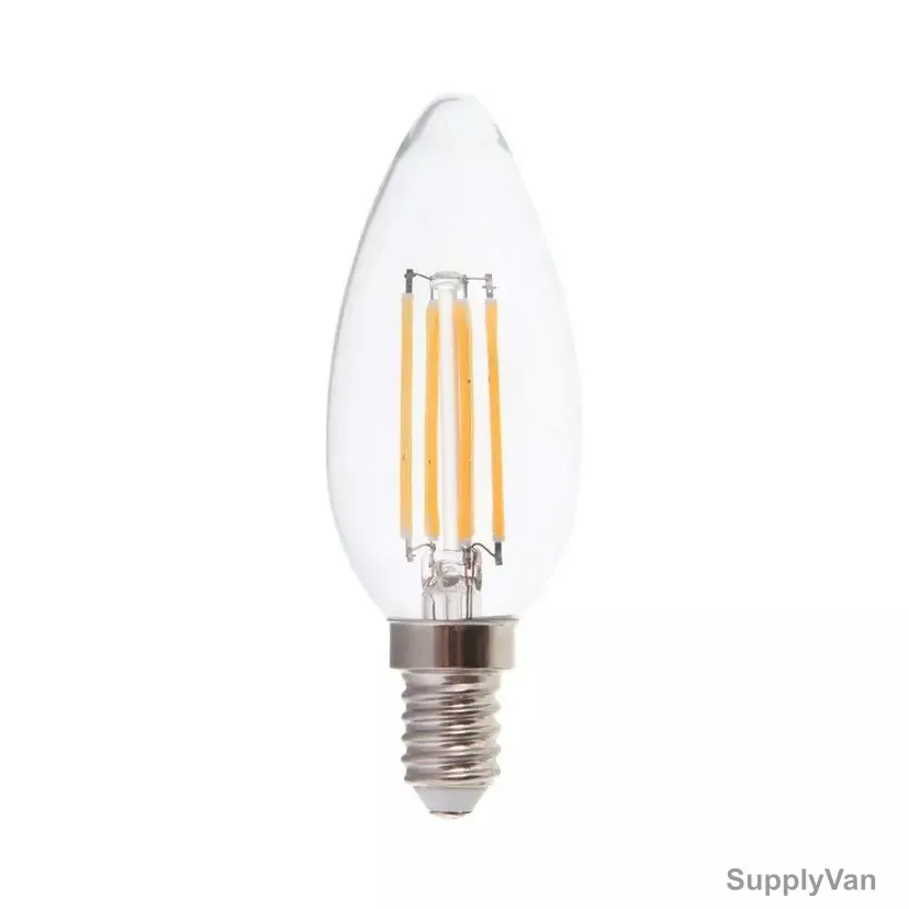 V-Tac LED Candle Bulb, VT-1818, 4W, Clear Glass Filament, 2700K, Warm White
