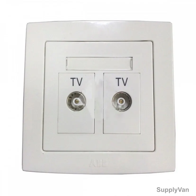 Abb TV Socket Outlet, AC302, Concept BS, Thermoplastic, 2 Gang, White