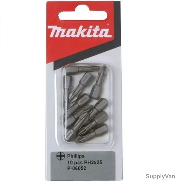 Makita Screwdriver Insert Bit, P-06052, 25MM, Phillips, PK10