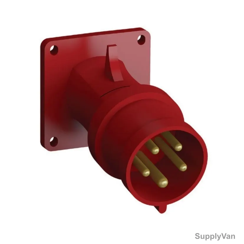 Abb Angled Flange Panel Mounting Inlet, 416BBA6, 346-415V, IP44, 16A, Red