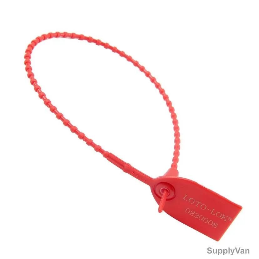 Loto-Lok Security Seal, PS-Q390-RD, Polypropylene, 378MM, Red, 50 Pcs/Pack