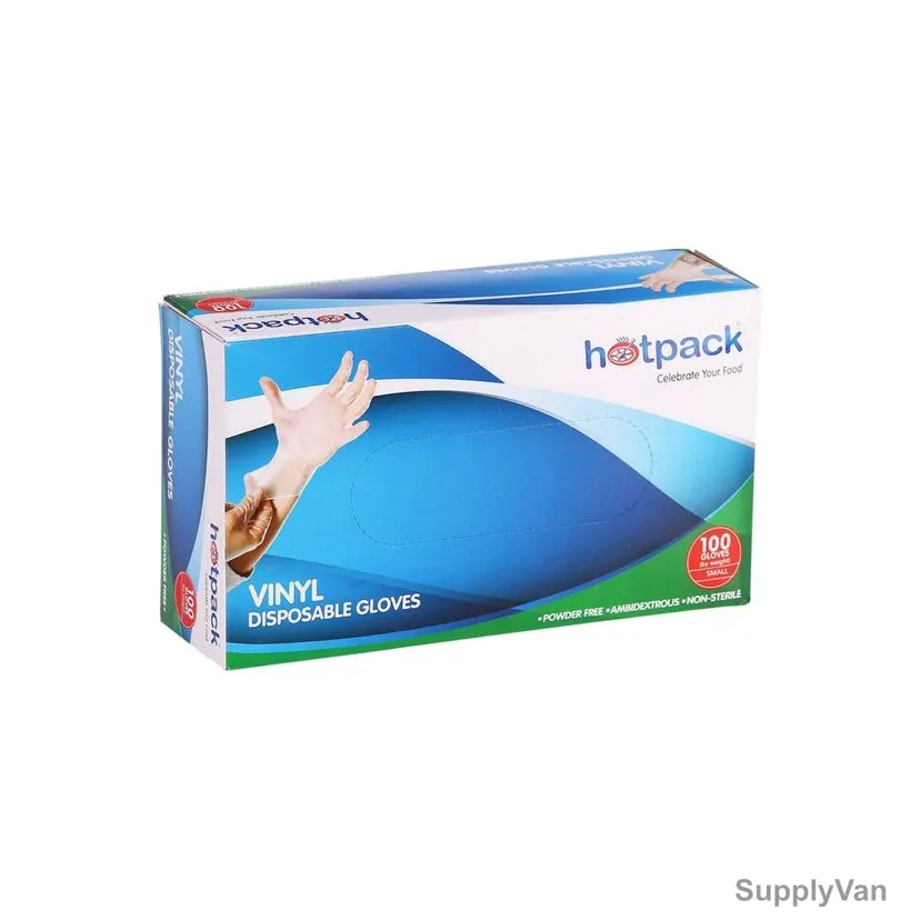 Hotpack Powder Free Vinyl Gloves, VGSPF, Small, White, 100 Pcs/Pack