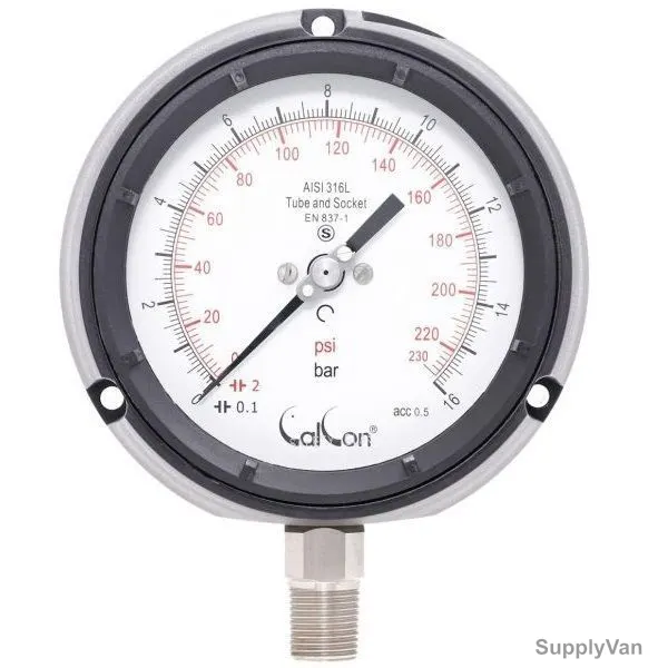 Calcon Pressure Gauge, CC21A, 125MM, 1/2 Inch, NPT, 0-16 Bar — image 1